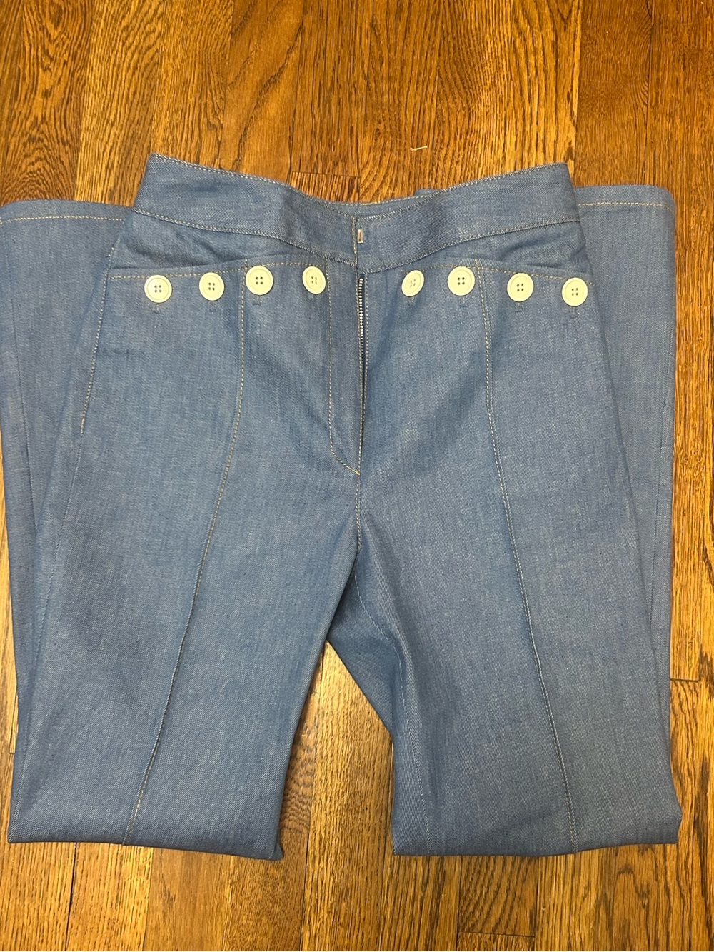 Derek Lam Light Blue High-Rise Sailor Button Jeans